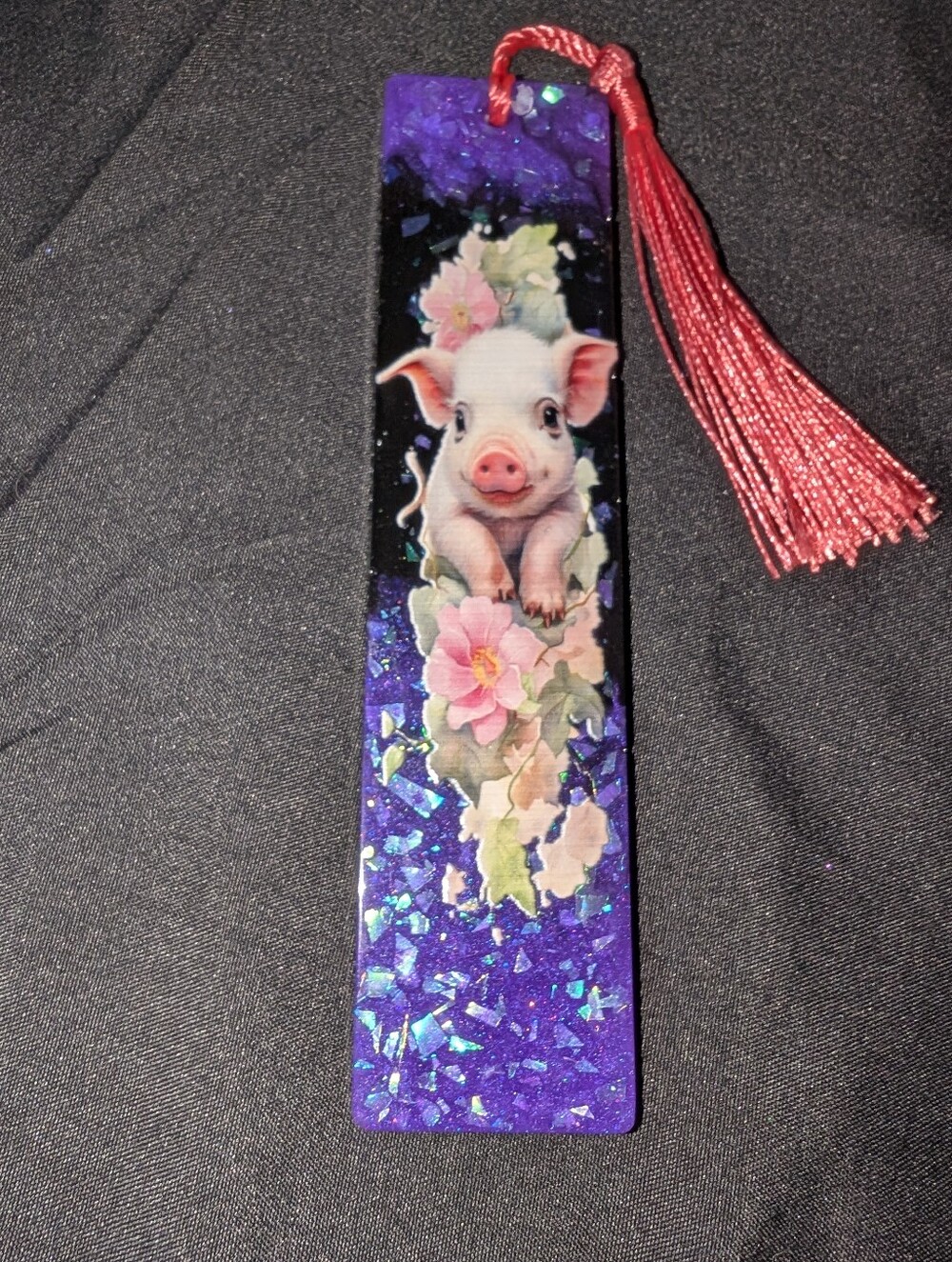 Handmade Glitter Pig Bookmark